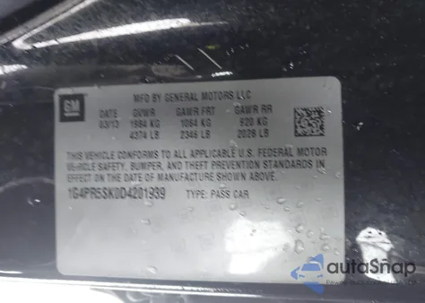 2013 Buick Verano Convenience Group from USA, damaged, VIN 1G4PR5SK0D4201939